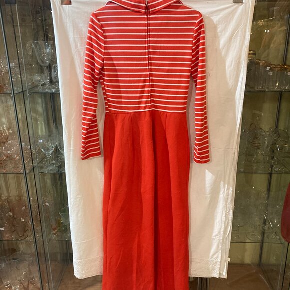 vtg Mélissa Lane sailor polyester red/white stripes womens jumpsuit size 14 - Picture 2 of 8